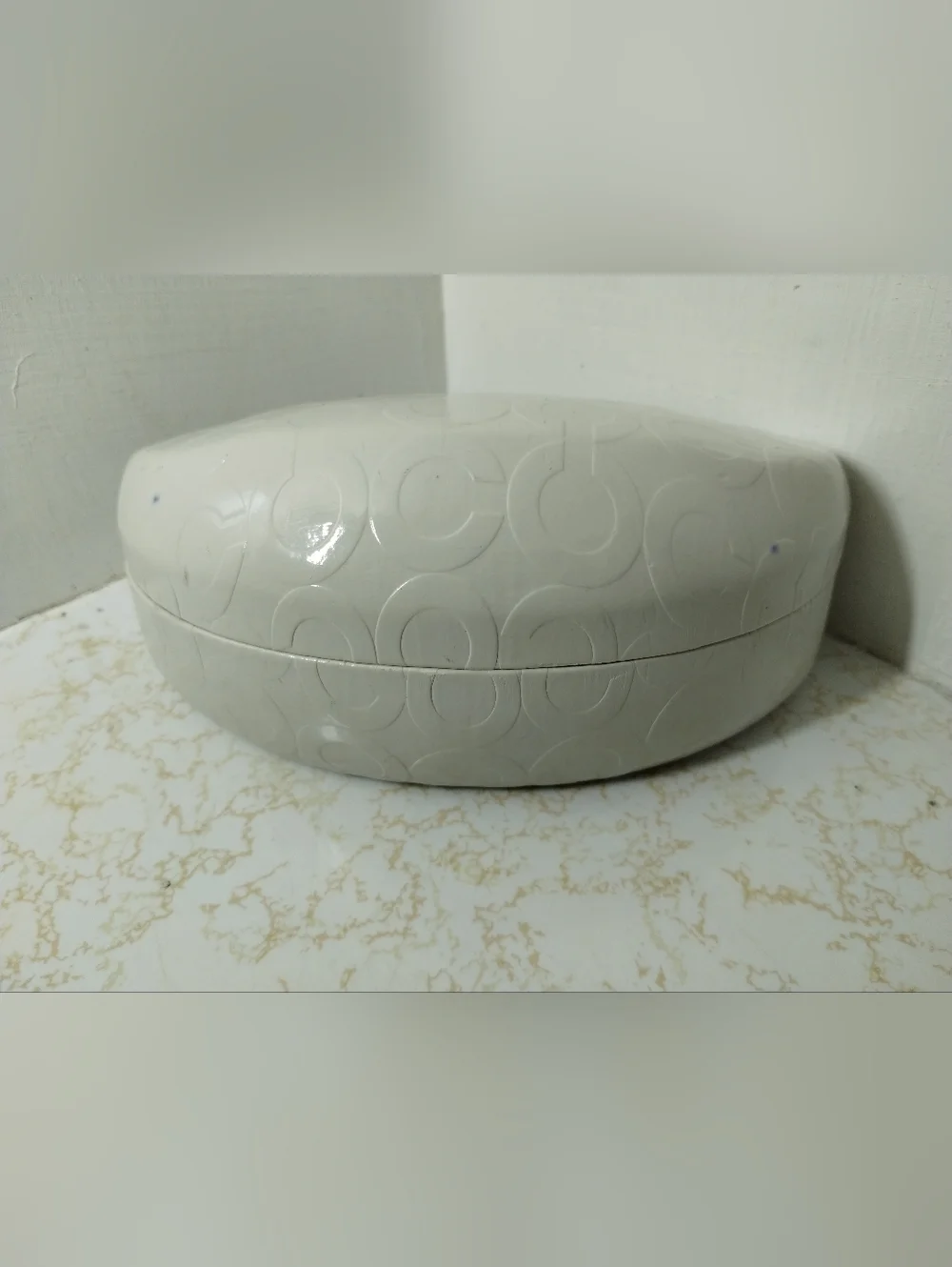 Coach White Embossed Signature Sunglass Case